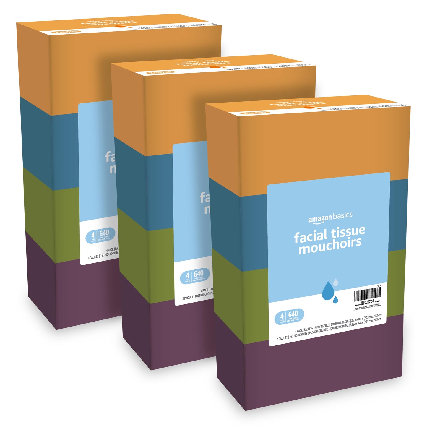 Amazon Basics Facial Tissue, 2-Ply, 2880 Count (18 Packs of 160), (Packaging May Vary)