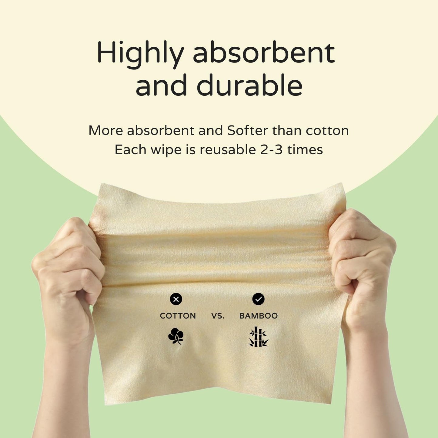 PoeticEHome Ultra-Soft Dry Baby Wipes 100pcs Facial Tissue Clean Towels for Sensitive Skin, Unscented & Unbleached Disposable Wash Cloths
