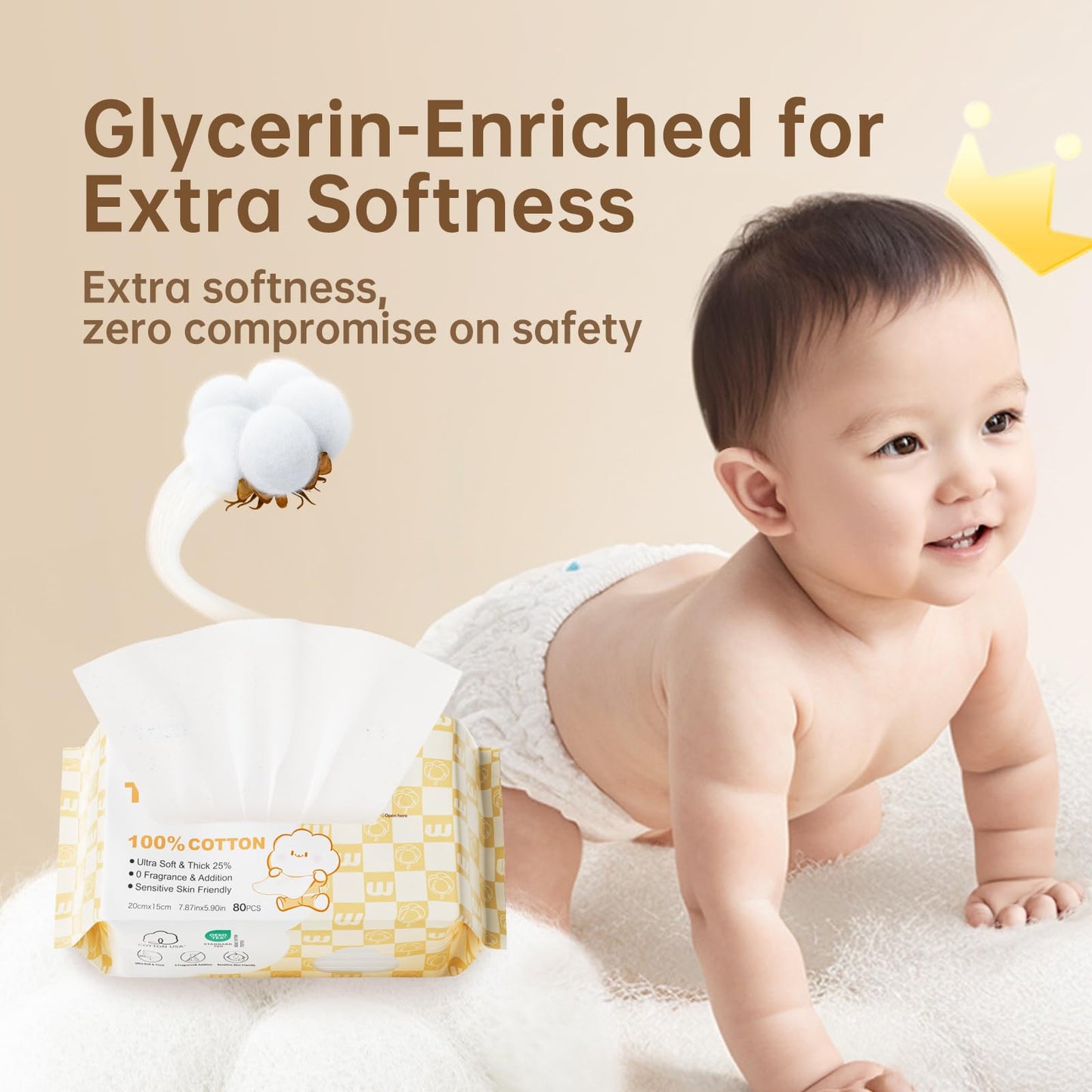 Winner 100% USDA Biobased Dry Wipes, Glycerin Infused Cotton Face Towels, Ultra Soft, Hypoallergenic, Baby Necessities for Diaper Changes, Meals, and On-the-go Cleanup, 600 Count, Pack of 6