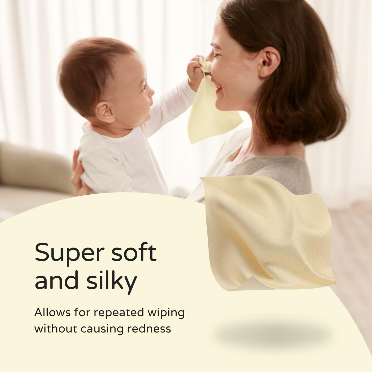PoeticEHome Ultra-Soft Dry Baby Wipes 100pcs Facial Tissue Clean Towels for Sensitive Skin, Unscented & Unbleached Disposable Wash Cloths