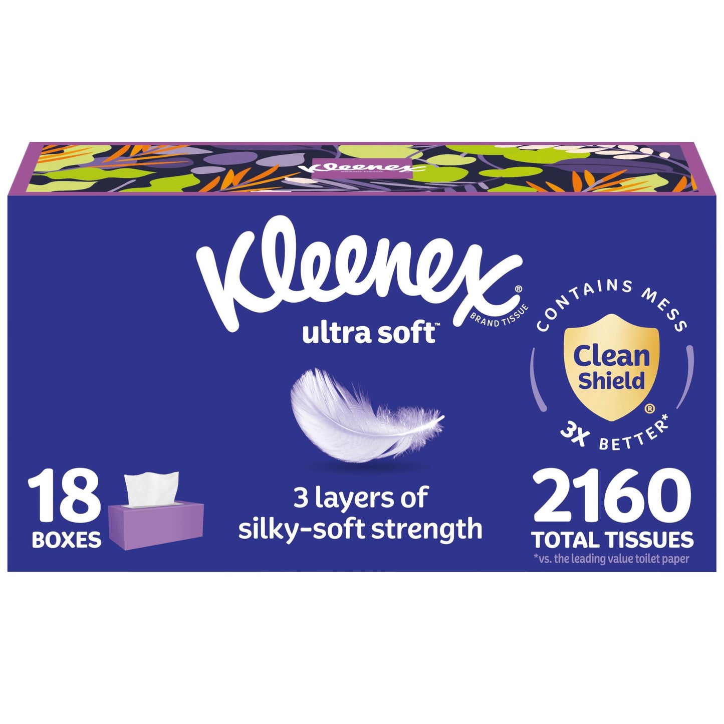 Kleenex Ultra Soft Facial Tissues, 8 Flat Boxes, 180 Tissues per Box, 3-Ply, Packaging May Vary