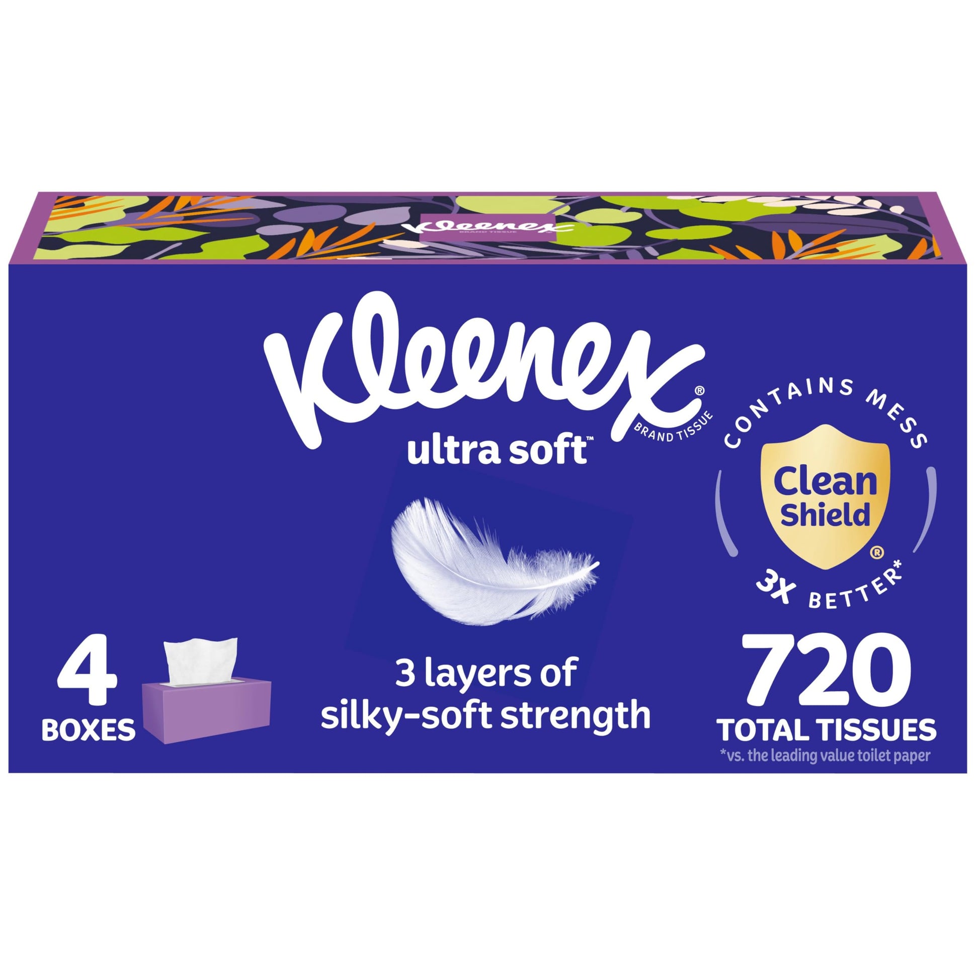 Kleenex Ultra Soft Facial Tissues, 8 Flat Boxes, 180 Tissues per Box, 3-Ply, Packaging May Vary
