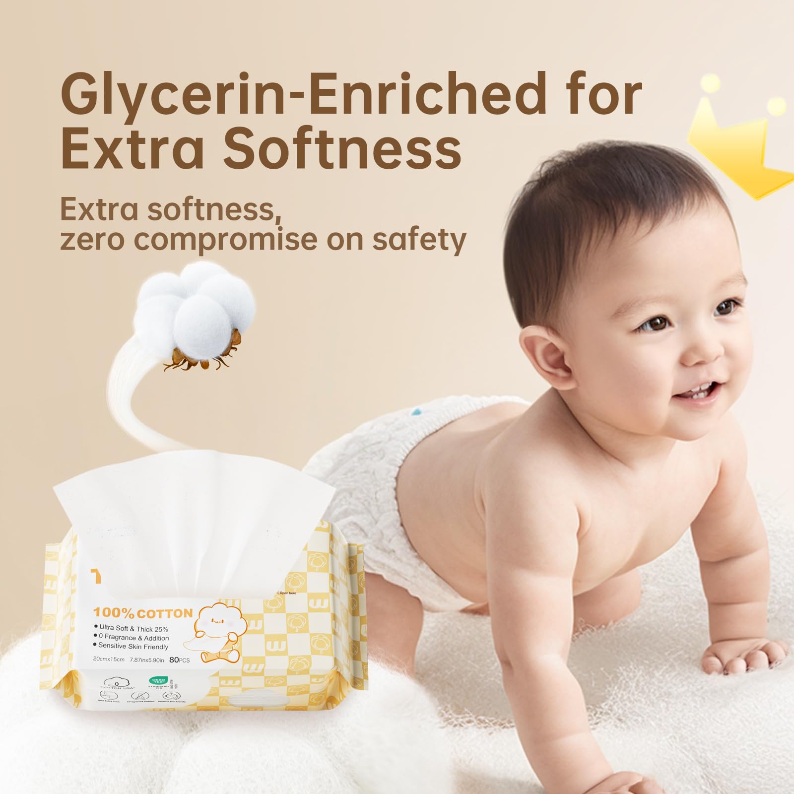 Winner 100% USDA Biobased Dry Wipes, Glycerin Infused Cotton Face Towels, Ultra Soft, Hypoallergenic, Baby Necessities for Diaper Changes, Meals, and On-the-go Cleanup, 600 Count, Pack of 6