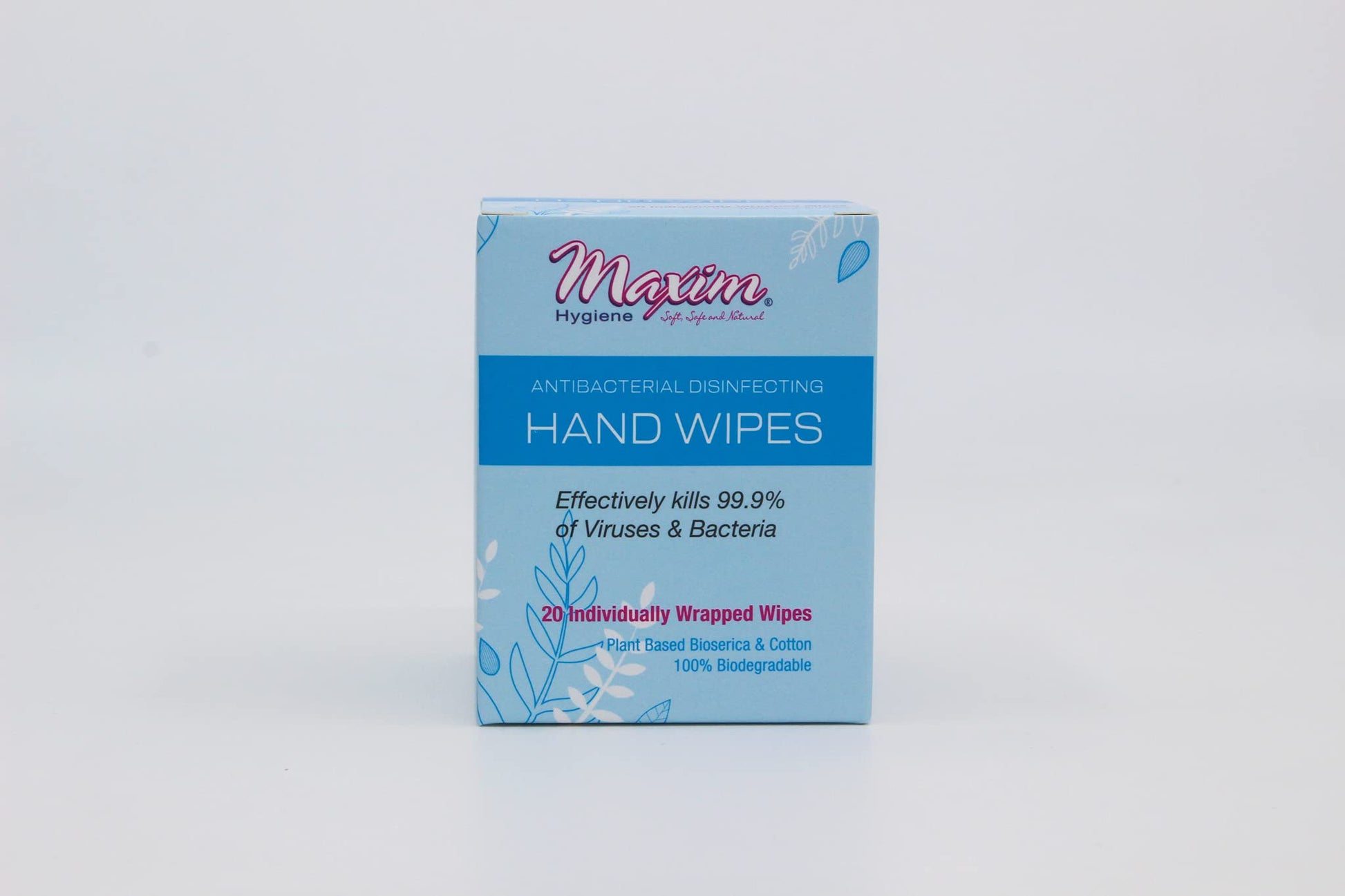 Maxim® Disinfecting Wet Wipes, Hypoallergenic, Biodegradable, Unscented, Hand Sanitizer, Single Packed, 20 Count, 1 Pack