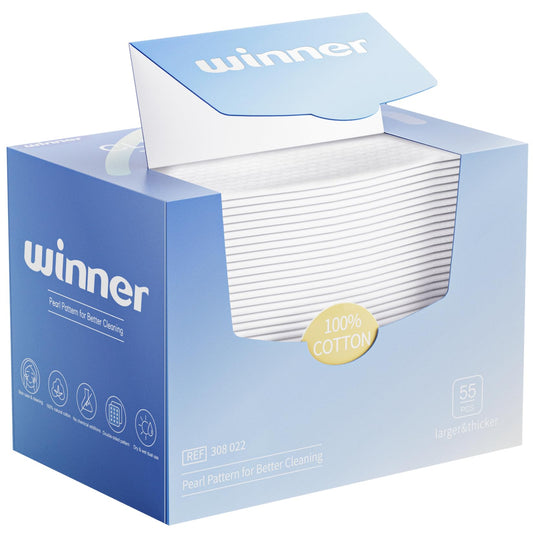 Winner Face Towels, 100% USDA Biobased Facial Towelettes XL, Disposable Face Towel for Sensitive Skin, Ultra Soft Makeup Remover Dry Wipes, Odor-Free, 165 Count, 3 Pack