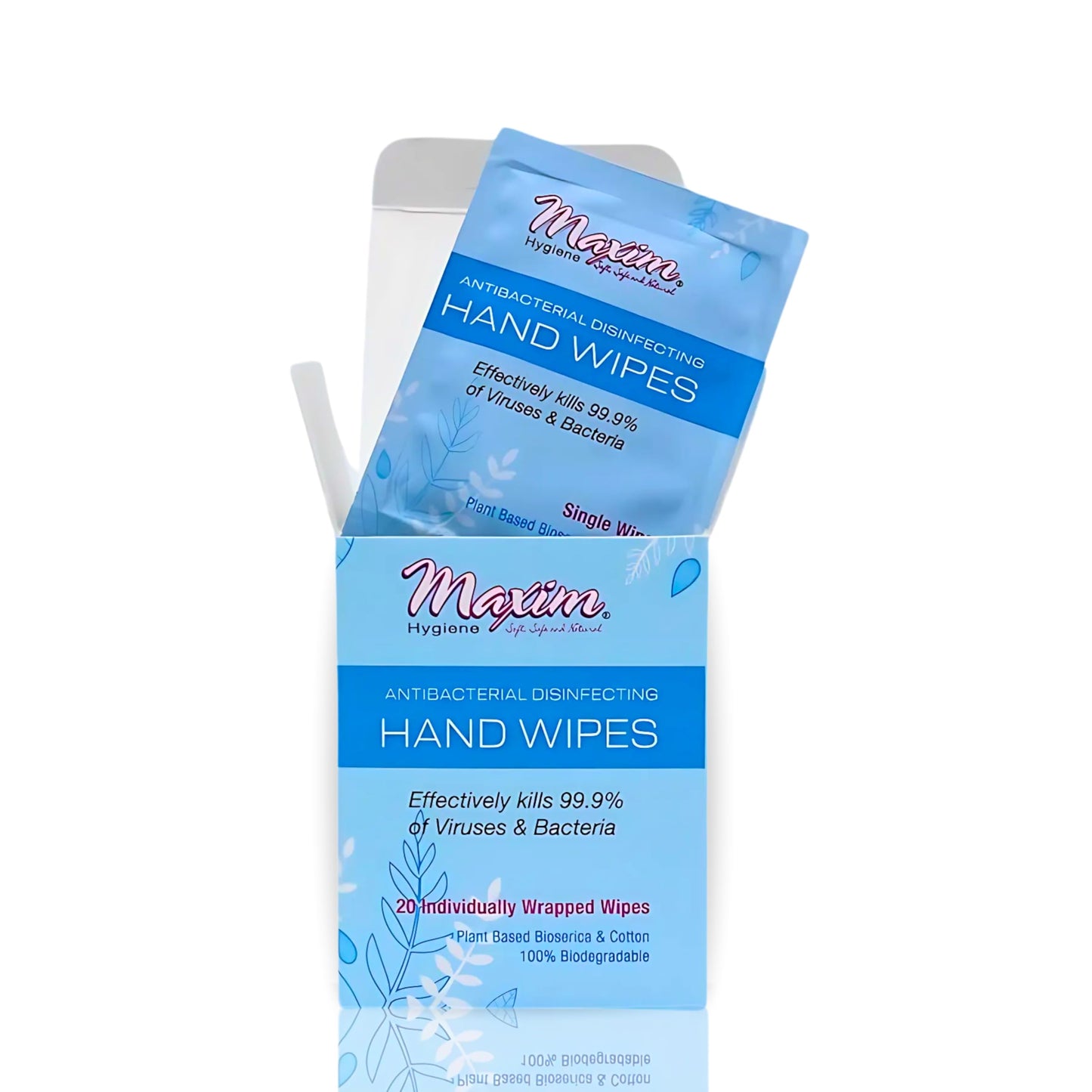 Maxim® Disinfecting Wet Wipes, Hypoallergenic, Biodegradable, Unscented, Hand Sanitizer, Single Packed, 20 Count, 1 Pack