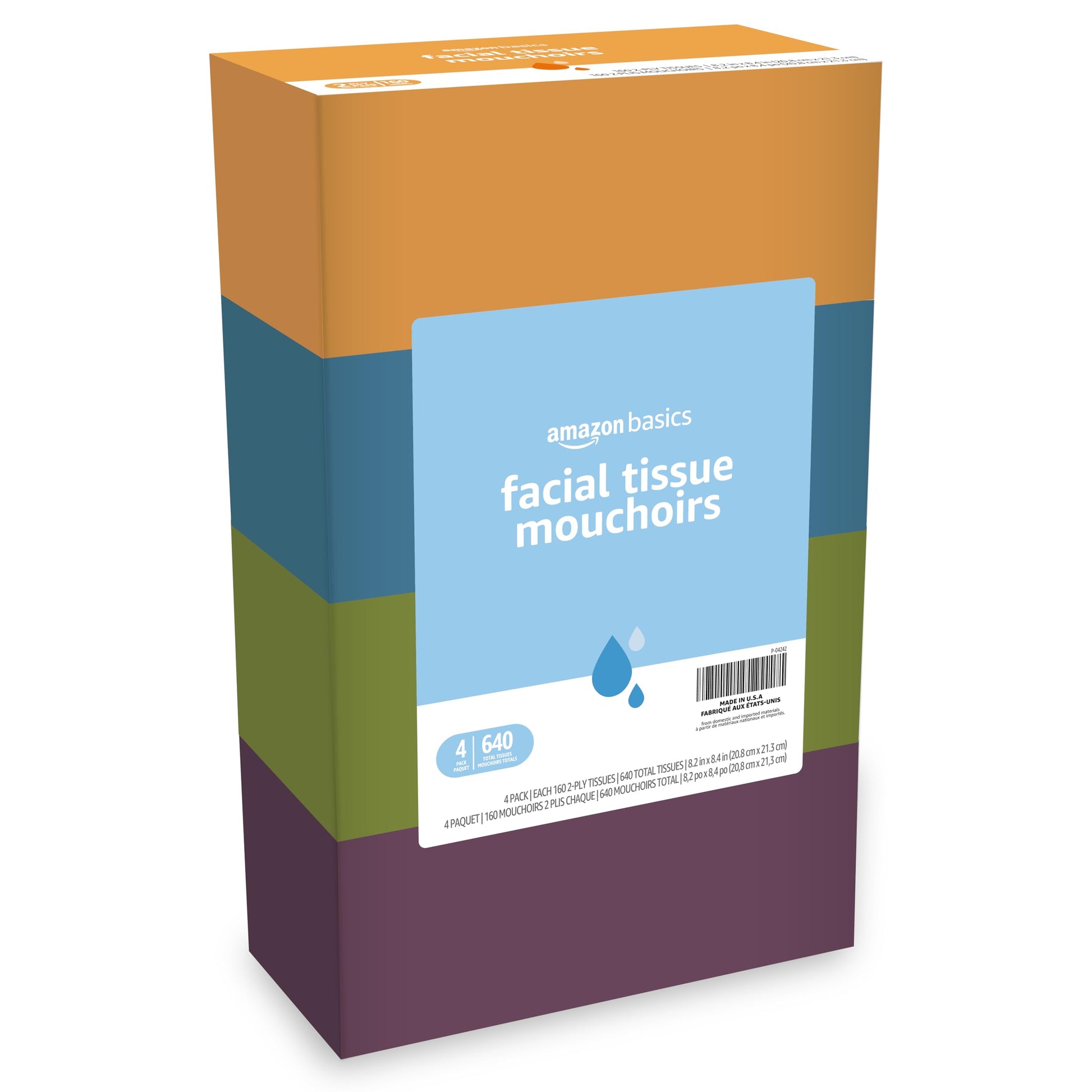 Amazon Basics Facial Tissue, 2-Ply, 2880 Count (18 Packs of 160), (Packaging May Vary)
