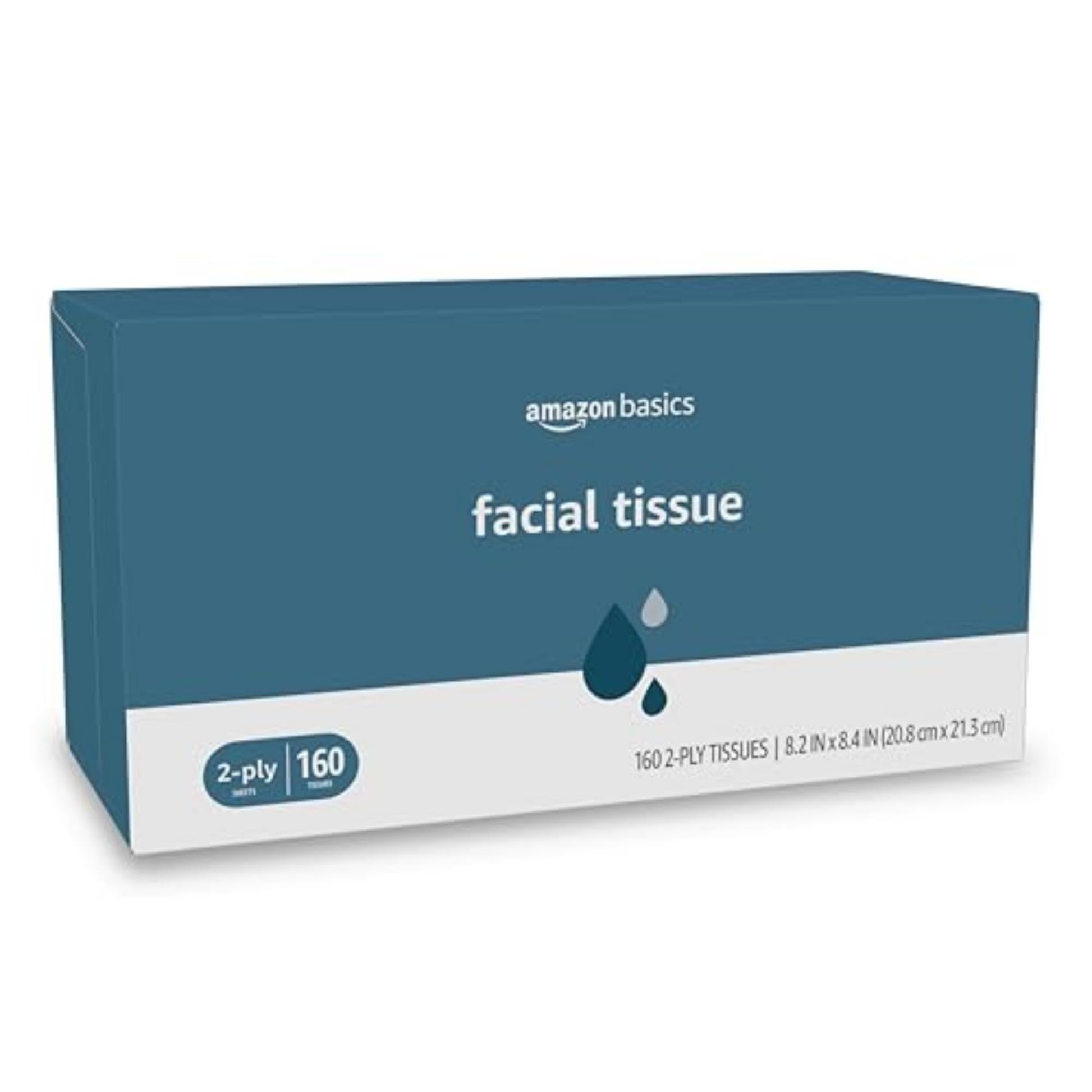 Amazon Basics Facial Tissue, 2-Ply, 2880 Count (18 Packs of 160), (Packaging May Vary)