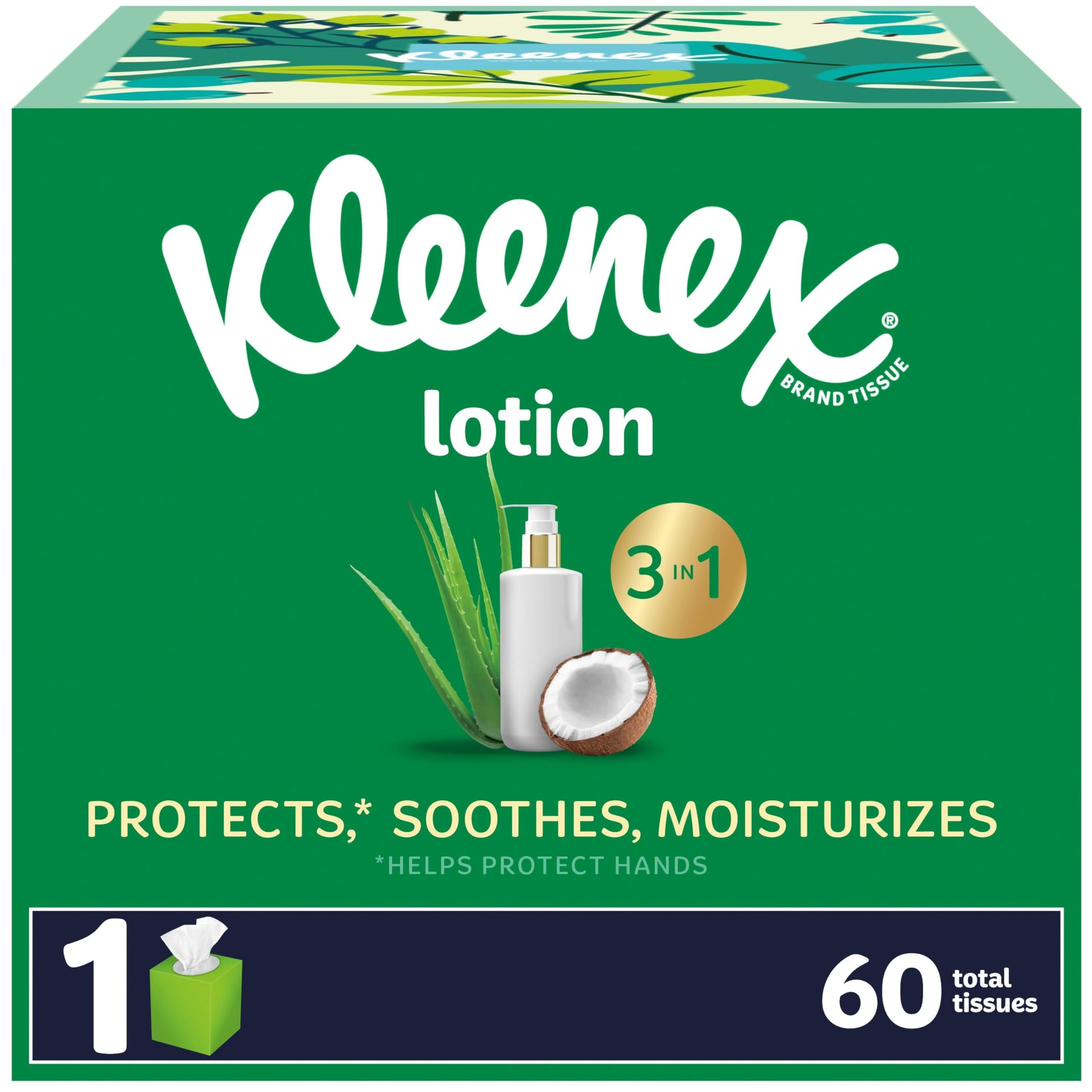 Kleenex Lotion Facial Tissues with Coconut Oil, 3 Flat Boxes, 120 Tissues Per Box, 3-Ply
