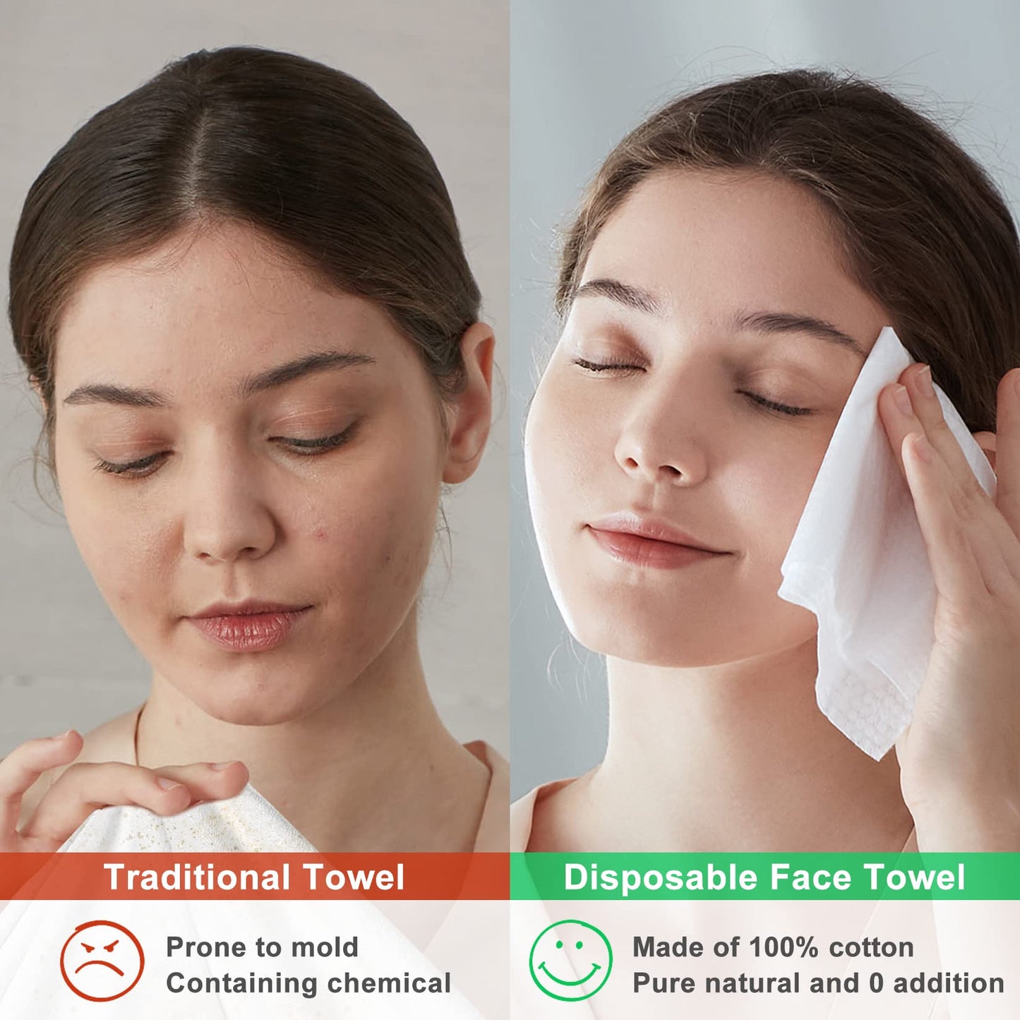 Winner Disposable Face Towels, 100% USA Cotton Daily Face Towelettes, Double-sided Makeup Remover Dry Wipes, Super Soft and Thick Facial Towels for Sensitive Skin, 480 Count, 6 Pack