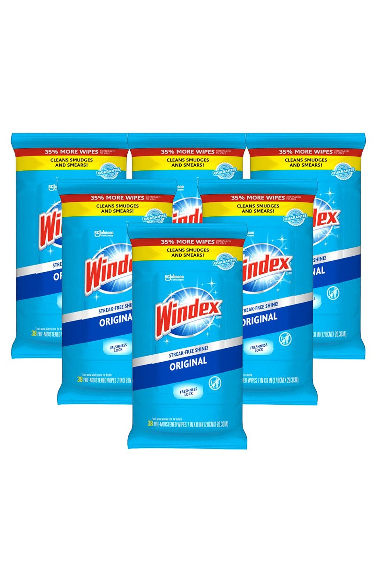 Windex Wipes Glass Cleaning Ammonia Free, Pre-Moistened Glass and Surface Wipes to Clean Home Surfaces, Crystal Rain Fresh Scent, 38 Count