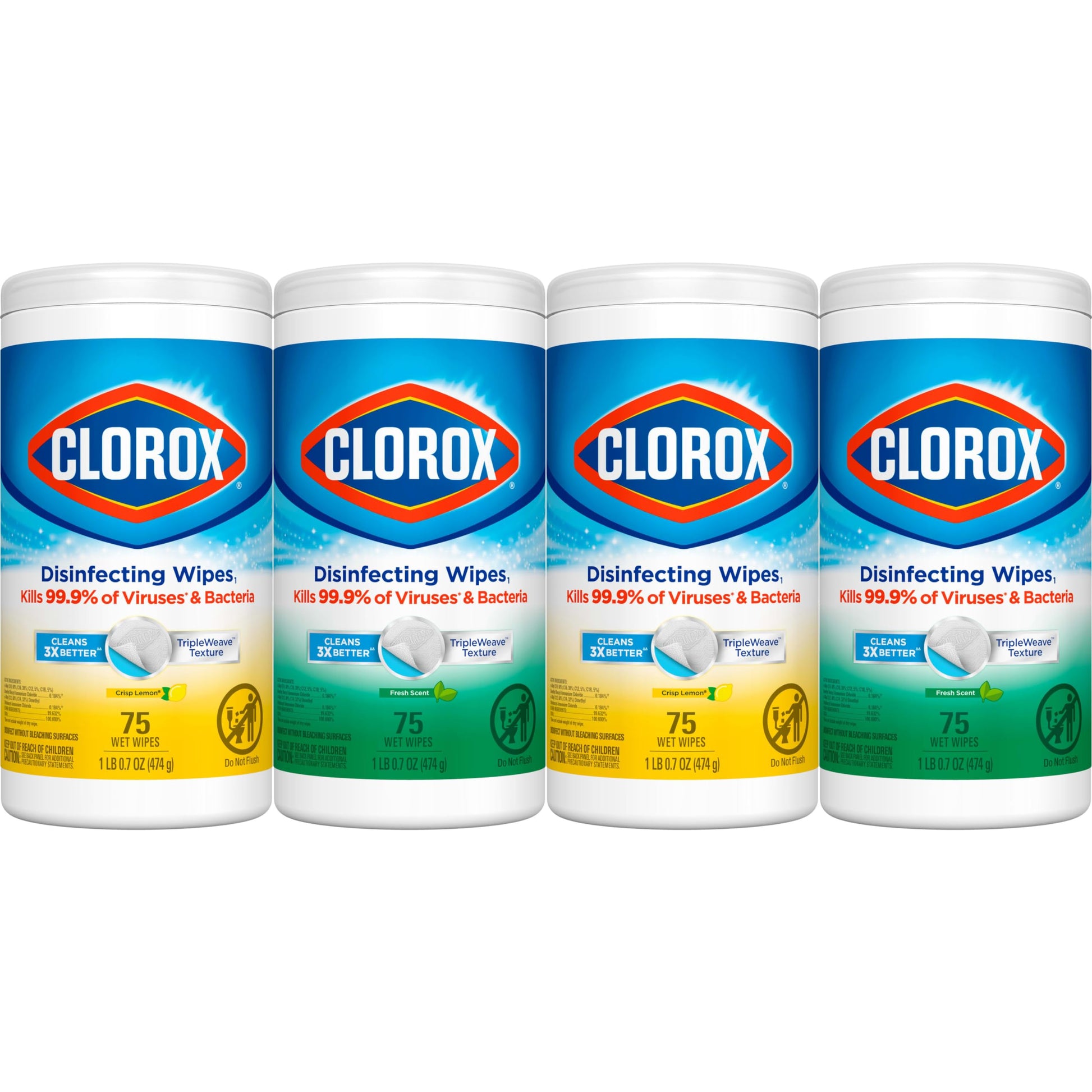 Clorox Disinfecting Wipes Value Pack, Bleach Free Cleaning Wipes, 75 Count Each, Pack of 2, Packaging May Vary